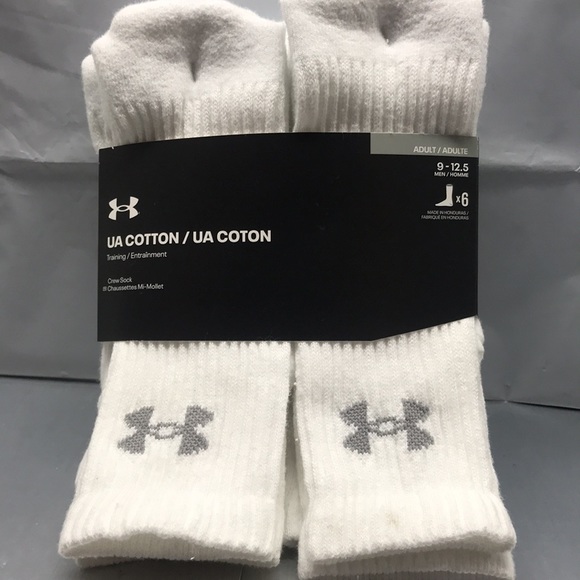 BNWT Adult Under Armor Cotton socks ok if 6 pack White - Picture 1 of 7